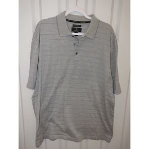Gary Player Polo Shirt Blue Gray Striped Moisture Wicking XL